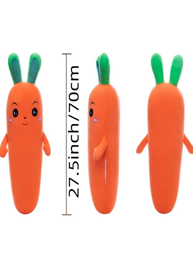 OUKEYI Carrot Hugging Pillow,27.5inch/70cm Cartoon Smile Carrot Plush Toy，Cute Carrot Shape Pillow Stuffed Carrot Toy Soft Carrot Doll for Kids Girls GIF (Smile), Orange - Image 4